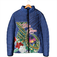 Guam Chamorro Padded Jacket Tribal Latte Stone and Seal Artwork Polynesian Patterns