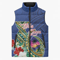 Guam Chamorro Sleeveless Puffer Jacket Tribal Latte Stone and Seal Artwork Polynesian Patterns