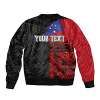 Personalised Samoa 685 Sleeve Zip Bomber Jacket Siapo Pattern and Samoa Flag Design