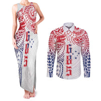 Samoa 685 Art Traditional Tattoo Pattern Couples Matching Tank Maxi Dress and Long Sleeve Button Shirt Gradient Color