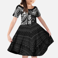Samoa 685 Art Traditional Tattoo Pattern Family Matching Tank Maxi Dress and Hawaiian Shirt Black Color