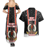 Vanuatu Christmas Couples Matching Summer Maxi Dress and Hawaiian Shirt Polynesian Tribal Snow Style LT03 - Polynesian Pride