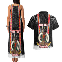 Personalised Vanuatu Christmas Couples Matching Tank Maxi Dress and Hawaiian Shirt Polynesian Tribal Snow Style LT03 - Polynesian Pride