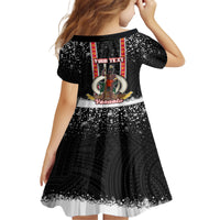 Personalised Vanuatu Christmas Kid Short Sleeve Dress Polynesian Tribal Snow Style LT03 - Polynesian Pride