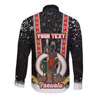 Personalised Vanuatu Christmas Long Sleeve Button Shirt Polynesian Tribal Snow Style LT03 - Polynesian Pride