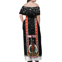 Personalised Vanuatu Christmas Off Shoulder Maxi Dress Polynesian Tribal Snow Style LT03 - Polynesian Pride
