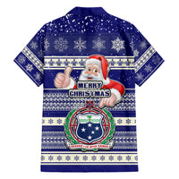 Samoa Christmas Family Matching Short Sleeve Bodycon Dress and Hawaiian Shirt The Santa Coat of Arms with Samoa Bracelet Pattern LT03 - Polynesian Pride