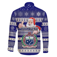 Custom Samoa Christmas Family Matching Puletasi Dress and Hawaiian Shirt The Santa Coat of Arms with Samoa Bracelet Pattern LT03 - Polynesian Pride