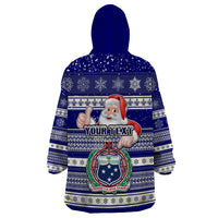 Custom Samoa Christmas Wearable Blanket Hoodie The Santa Coat of Arms with Samoa Bracelet Pattern LT03 - Polynesian Pride