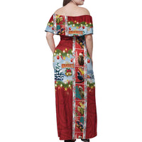 New Zealand Merry Christmas Family Matching Off Shoulder Maxi Dress and Hawaiian Shirt Maori Animals, Koru Tattoo - Red Xmas Style LT03 - Polynesian Pride