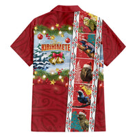 New Zealand Merry Christmas Family Matching Off Shoulder Short Dress and Hawaiian Shirt Maori Animals, Koru Tattoo - Red Xmas Style LT03 - Polynesian Pride