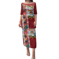New Zealand Merry Christmas Family Matching Puletasi and Hawaiian Shirt Maori Animals, Koru Tattoo - Red Xmas Style LT03 Mom's Dress Red - Polynesian Pride