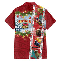 New Zealand Merry Christmas Family Matching Short Sleeve Bodycon Dress and Hawaiian Shirt Maori Animals, Koru Tattoo - Red Xmas Style LT03 - Polynesian Pride