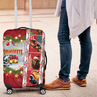 New Zealand Merry Christmas Luggage Cover Maori Animals, Koru Tattoo - Red Xmas Style LT03 Red - Polynesian Pride