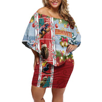 New Zealand Merry Christmas Off Shoulder Short Dress Maori Animals, Koru Tattoo - Red Xmas Style LT03 Women Red - Polynesian Pride