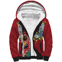 New Zealand Merry Christmas Sherpa Hoodie Maori Animals, Koru Tattoo - Red Xmas Style LT03 Unisex Red - Polynesian Pride