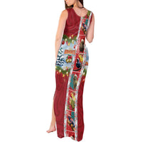 New Zealand Merry Christmas Tank Maxi Dress Maori Animals, Koru Tattoo - Red Xmas Style LT03 - Polynesian Pride