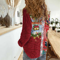 New Zealand Merry Christmas Women Casual Shirt Maori Animals, Koru Tattoo - Red Xmas Style LT03 - Polynesian Pride