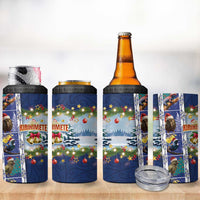 New Zealand Merry Christmas 4 in 1 Can Cooler Tumbler Maori Animals Xmas Style and Koru Tattoo Blue Color LT03 - Polynesian Pride