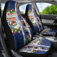 New Zealand Merry Christmas Car Seat Cover Maori Animals, Koru Tattoo - Blue Xmas Style LT03 - Polynesian Pride