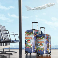 New Zealand Merry Christmas Luggage Cover Maori Animals, Koru Tattoo - Blue Xmas Style LT03 - Polynesian Pride