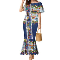New Zealand Merry Christmas Mermaid Dress Maori Animals, Koru Tattoo - Blue Xmas Style LT03 Women Blue - Polynesian Pride