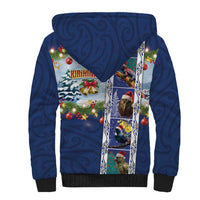 New Zealand Merry Christmas Sherpa Hoodie Maori Animals, Koru Tattoo - Blue Xmas Style LT03 - Polynesian Pride