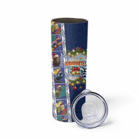 New Zealand Merry Christmas Skinny Tumbler Maori Animals Xmas Style and Koru Tattoo Blue Color LT03 - Polynesian Pride