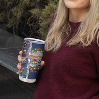 New Zealand Merry Christmas Tumbler Cup Maori Animals Xmas Style and Koru Tattoo Blue Color LT03 - Polynesian Pride