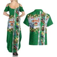 New Zealand Merry Christmas Couples Matching Summer Maxi Dress and Hawaiian Shirt Maori Animals, Koru Tattoo - Green Xmas Style LT03 - Polynesian Pride