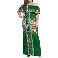 New Zealand Merry Christmas Family Matching Off Shoulder Maxi Dress and Hawaiian Shirt Maori Animals, Koru Tattoo - Green Xmas Style LT03 Mom's Dress Green - Polynesian Pride