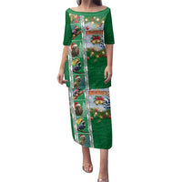 New Zealand Merry Christmas Family Matching Puletasi and Hawaiian Shirt Maori Animals, Koru Tattoo - Green Xmas Style LT03 Mom's Dress Green - Polynesian Pride