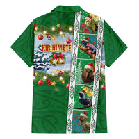 New Zealand Merry Christmas Family Matching Short Sleeve Bodycon Dress and Hawaiian Shirt Maori Animals, Koru Tattoo - Green Xmas Style LT03 - Polynesian Pride
