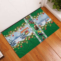 New Zealand Merry Christmas Rubber Doormat Maori Animals, Koru Tattoo - Green Xmas Style