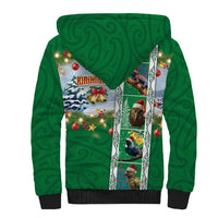 New Zealand Merry Christmas Sherpa Hoodie Maori Animals, Koru Tattoo - Green Xmas Style LT03 - Polynesian Pride