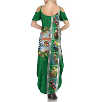 New Zealand Merry Christmas Summer Maxi Dress Maori Animals, Koru Tattoo - Green Xmas Style LT03 - Polynesian Pride