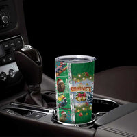 New Zealand Merry Christmas Tumbler Cup Maori Animals Xmas Style and Koru Tattoo Green Color LT03 - Polynesian Pride