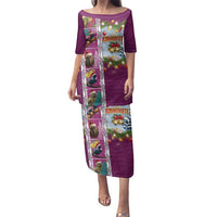 New Zealand Merry Christmas Family Matching Puletasi and Hawaiian Shirt Maori Animals, Koru Tattoo - Pink Xmas Style LT03 Mom's Dress Pink - Polynesian Pride