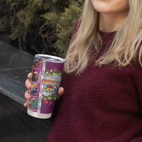 New Zealand Merry Christmas Tumbler Cup Maori Animals Xmas Style and Koru Tattoo Pink Color LT03 - Polynesian Pride