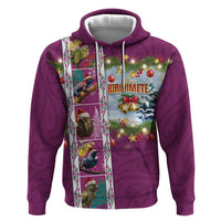 New Zealand Merry Christmas Zip Hoodie Maori Animals, Koru Tattoo - Pink Xmas Style LT03 Pullover Hoodie Pink - Polynesian Pride