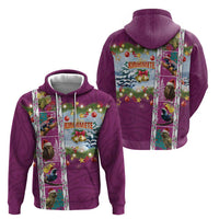 New Zealand Merry Christmas Zip Hoodie Maori Animals, Koru Tattoo - Pink Xmas Style LT03 - Polynesian Pride