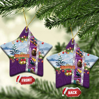New Zealand Merry Christmas Ceramic Ornament Maori Animals, Koru Tattoo - Purple Xmas Style