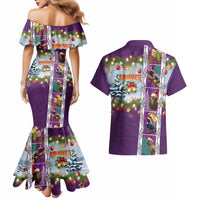 New Zealand Merry Christmas Couples Matching Mermaid Dress and Hawaiian Shirt Maori Animals, Koru Tattoo - Purple Xmas Style LT03 - Polynesian Pride