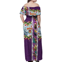 New Zealand Merry Christmas Family Matching Off Shoulder Maxi Dress and Hawaiian Shirt Maori Animals, Koru Tattoo - Purple Xmas Style LT03 - Polynesian Pride