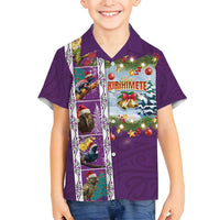 New Zealand Merry Christmas Family Matching Summer Maxi Dress and Hawaiian Shirt Maori Animals, Koru Tattoo - Purple Xmas Style LT03 Son's Shirt Purple - Polynesian Pride
