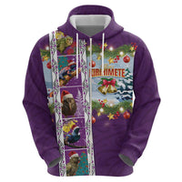 New Zealand Merry Christmas Hoodie Maori Animals, Koru Tattoo - Purple Xmas Style LT03 - Polynesian Pride
