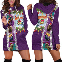 New Zealand Merry Christmas Hoodie Dress Maori Animals, Koru Tattoo - Purple Xmas Style