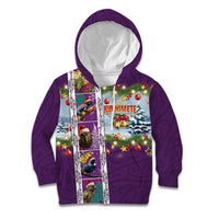 New Zealand Merry Christmas Kid Hoodie Maori Animals, Koru Tattoo - Purple Xmas Style LT03 Hoodie Purple - Polynesian Pride