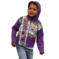 New Zealand Merry Christmas Kid Hoodie Maori Animals, Koru Tattoo - Purple Xmas Style LT03 - Polynesian Pride