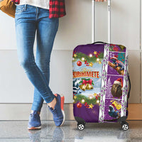 New Zealand Merry Christmas Luggage Cover Maori Animals, Koru Tattoo - Purple Xmas Style LT03 - Polynesian Pride